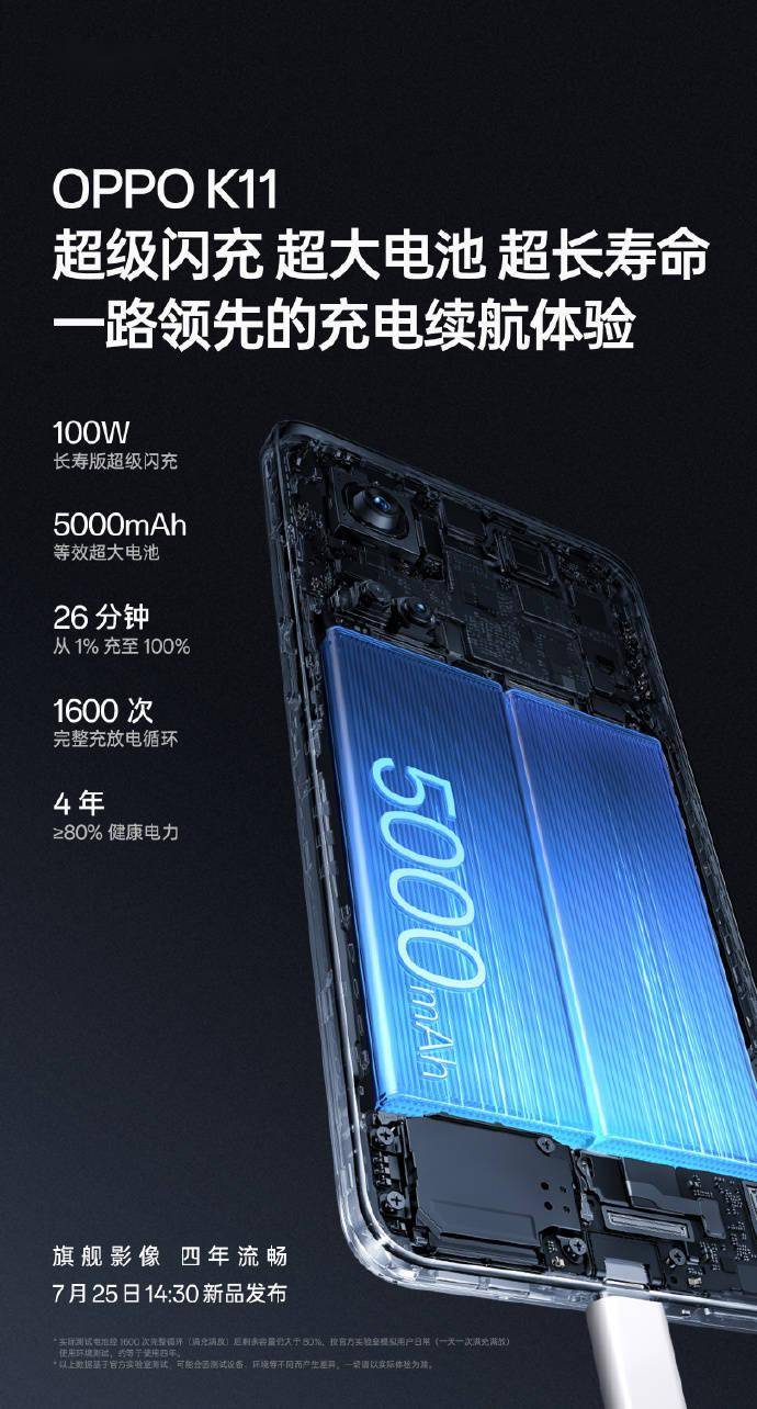oppo手机闪退:OPPO K11手机官方预热：5000mAh 电池+长寿版 100W 超级闪充-第2张图片-太平洋在线下载